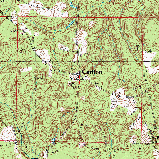 Topographic Map of Carlton, AL