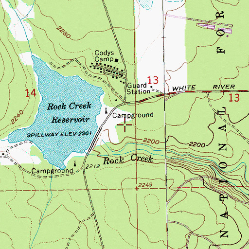 Topographic Map of Rock Creek Reservoir Work Center, OR