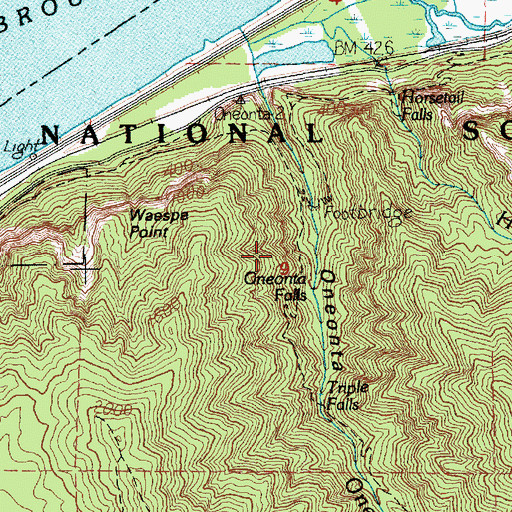 Topographic Map of Oneonta Gorge Botanical Area, OR
