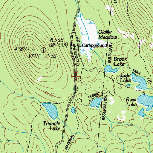 Topographic Map of Triangle Lake Recreation Site, OR