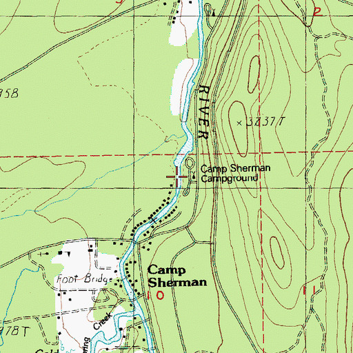 Topographic Map of Camp Sherman Recreation Site, OR