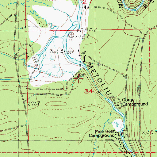 Topographic Map of House on the Metolius Resort, OR