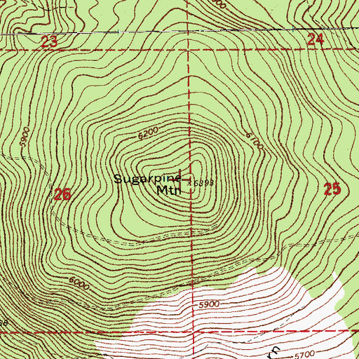 Topographic Map of Sugarpine Mountain Lookout, OR