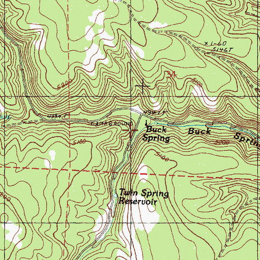 Topographic Map of Buck Spring Campground, OR