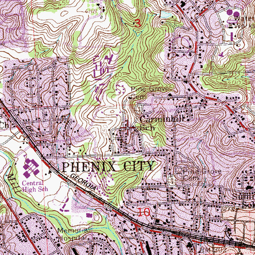 Topographic Map of Carminhill School, AL