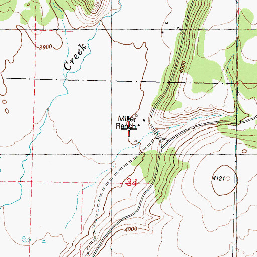 Topographic Map of Miller Ranch, OR