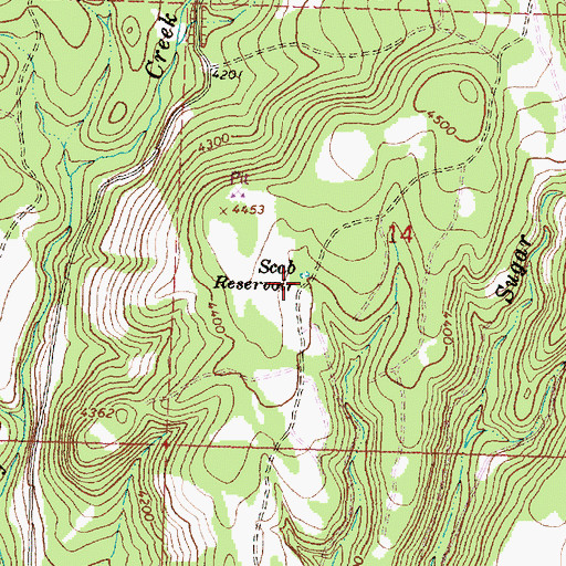Topographic Map of Scab Spring, OR