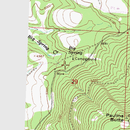 Topographic Map of Big Springs Recreation Site, OR