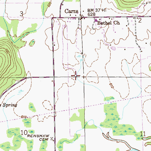 Topographic Map of Carns Cove, AL