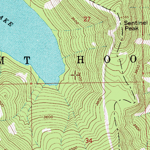 Topographic Map of Bull Run Research Natural Area, OR