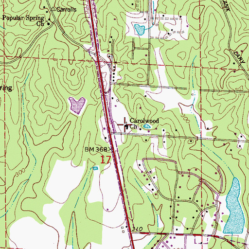 Topographic Map of Carolwood Church, AL