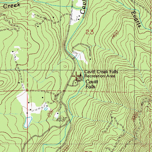 Topographic Map of Caritt Falls Recreation Site, OR