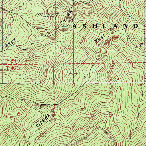 Topographic Map of Ashland Watershed, OR