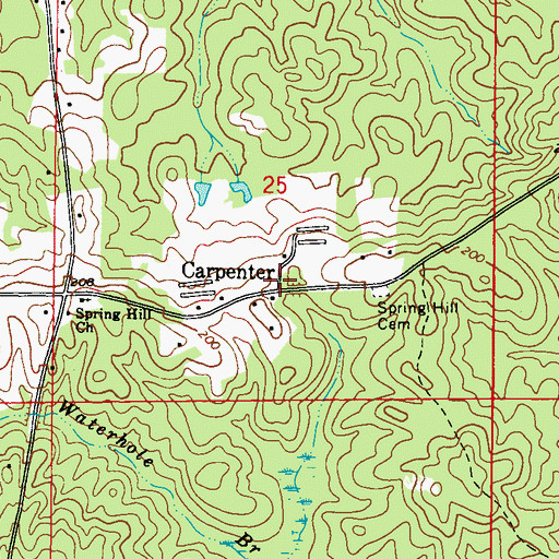 Topographic Map of Carpenter, AL