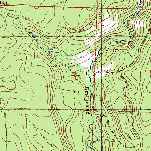 Topographic Map of Rainbow Campground, OR