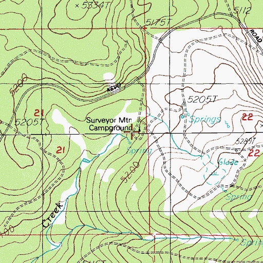 Topographic Map of Surveyor Mountain Recreation Site, OR