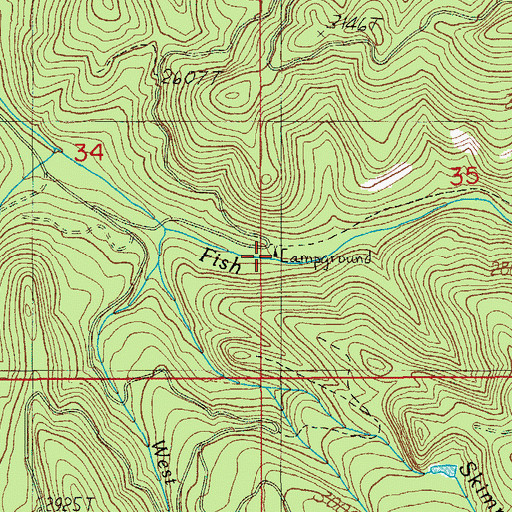 Topographic Map of Fish Lake Trailhead, OR