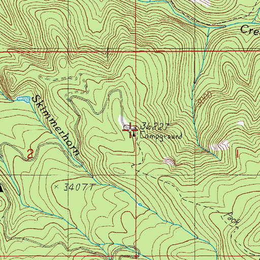 Topographic Map of Skimmerhorn Trailhead, OR