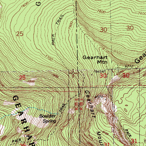 Topographic Map of Boulder Spring Trail, OR