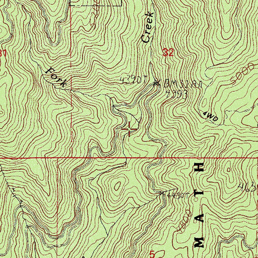 Topographic Map of West Fork Grouse Creek, OR