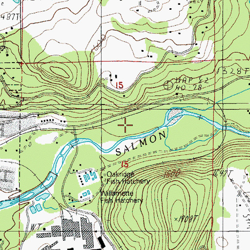 Topographic Map of Rigdon District Ranger Office (historical), OR