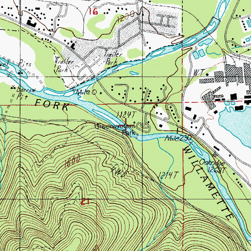 Topographic Map of Greenwaters Park, OR