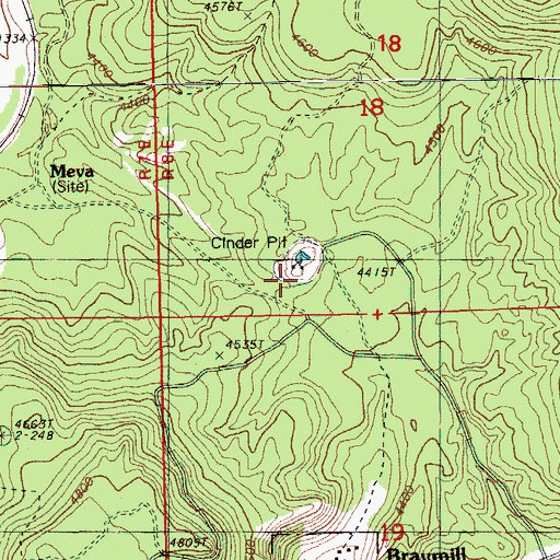 Topographic Map of Braymill Cinder Pit, OR