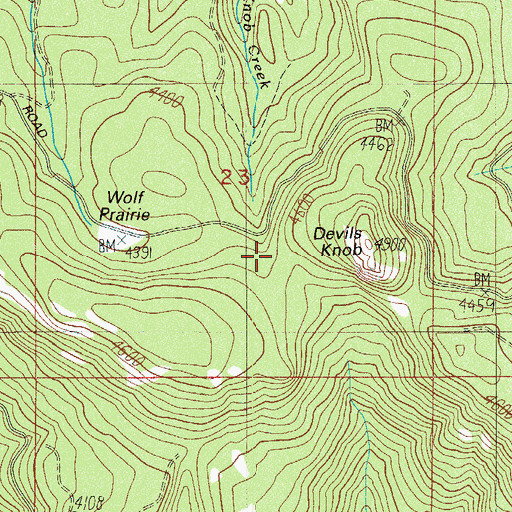 Topographic Map of Devils Knob Camp, OR