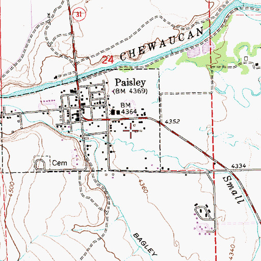Topographic Map of Paisley Ranger Station, OR