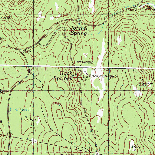 Topographic Map of Rock Springs Campground, OR