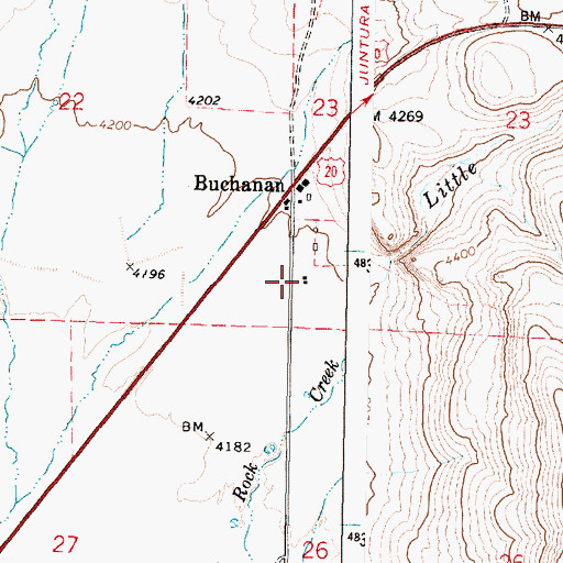 Topographic Map of Buchanan Ranch, OR