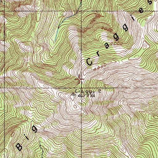 Topographic Map of Big Craggies Botanical Area, OR