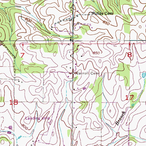Topographic Map of Carroll Cemetery, AL
