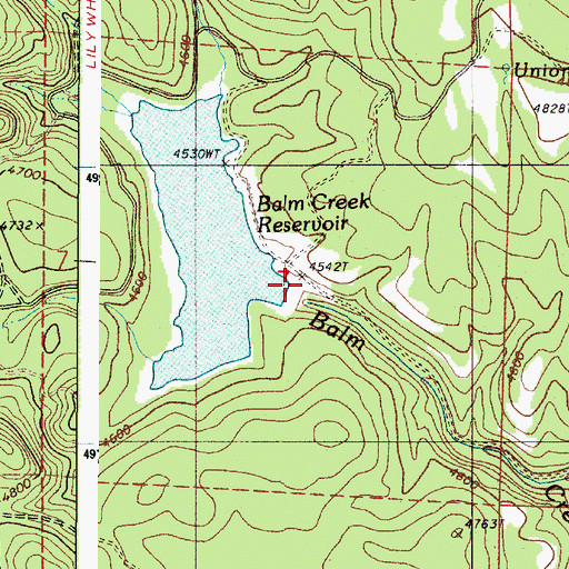 Topographic Map of Balm Creek Reservoir Recreation Site, OR