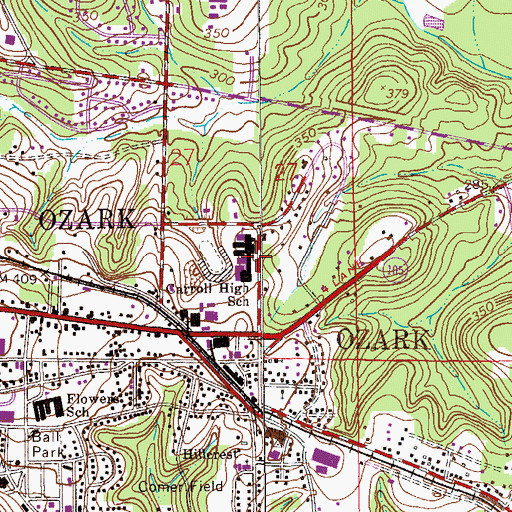 Topographic Map of Carroll High School, AL