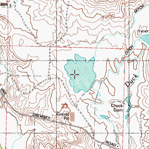 Topographic Map of Duck Creek Reservoir, OR