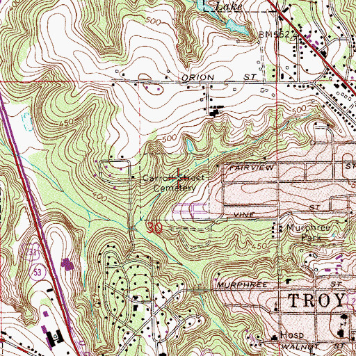 Topographic Map of Carroll Street Cemetery, AL