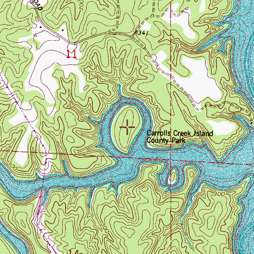 Topographic Map of Carrolls Creek Island County Park, AL
