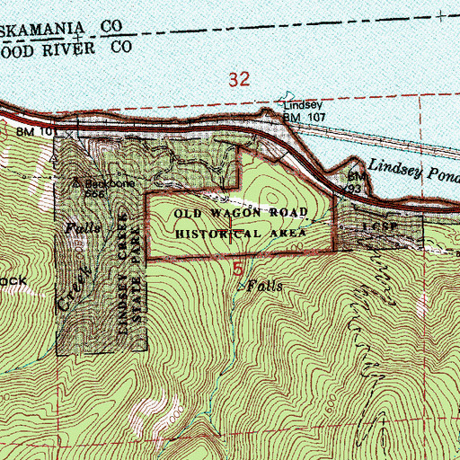 Topographic Map of Old Wagon Road Historical Area, OR