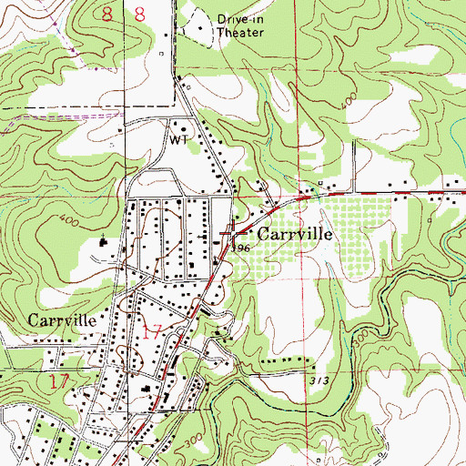 Topographic Map of Carrville, AL