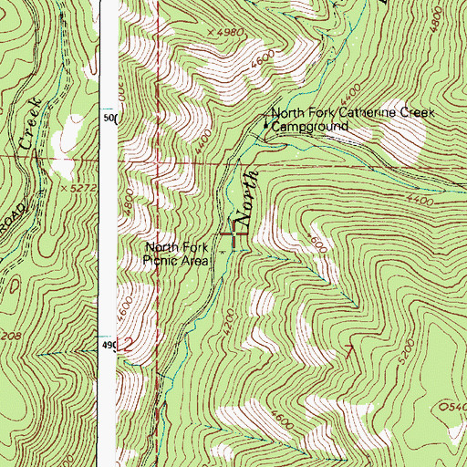 Topographic Map of North Fork Catherine Creek Recreation Site, OR