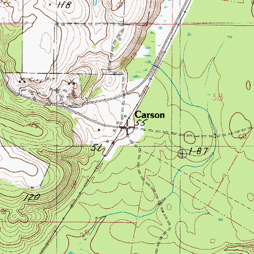 Topographic Map of Carson, AL