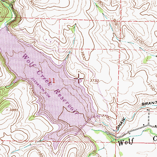 Topographic Map of Wolf Creek Reservoir Recreation Site, OR