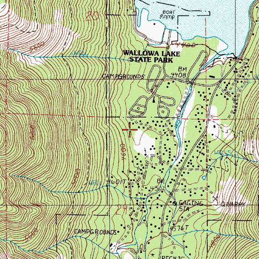 Topographic Map of Wallowa Lake Forest Service Station, OR