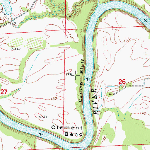 Topographic Map of Carson Bluff, AL