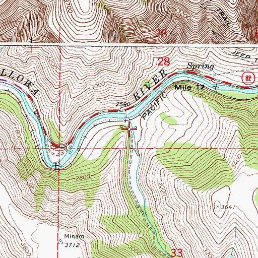 Topographic Map of Big Canyon Fish Weir Recreation Site, OR