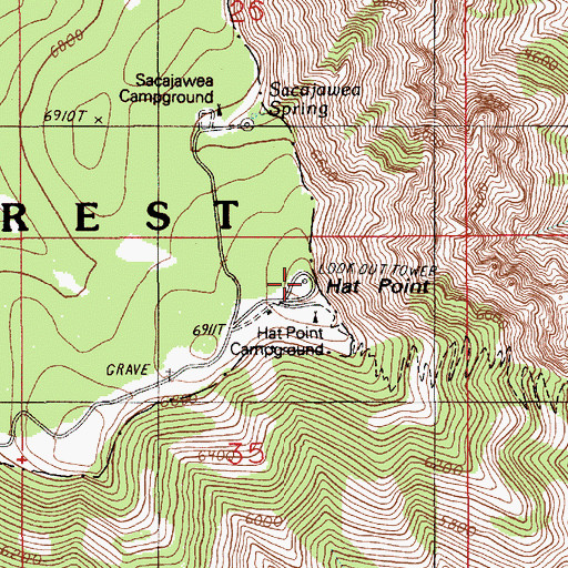 Topographic Map of Hat Point Lookout Tower, OR