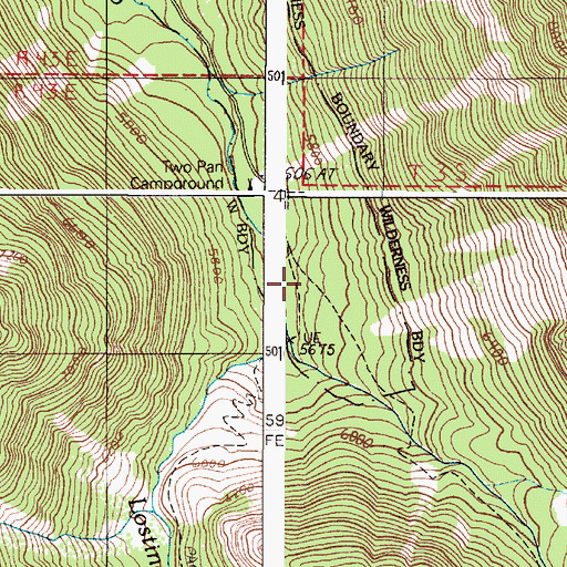 Topographic Map of Two Pan Trailhead, OR