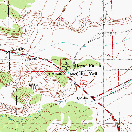 Topographic Map of Horse Ranch, OR