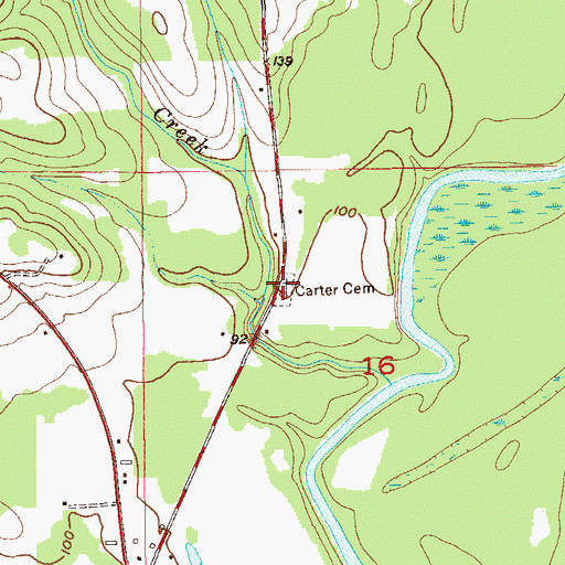 Topographic Map of Carter Cemetery, AL